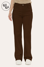 Front view of Viral Stretchy Straight Leg Jeans Soft Fit in Chocolate